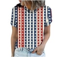 thumbnail image 6 of Xdegoge 4th Of July Tops for Women Patriotic Shirts American Flag Star Graphic Crewneck Short Sleeve Casual Loose Fit Lightweight Summer Independence Day Graphic Tees, 6 of 6