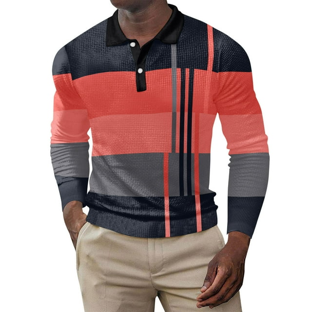 pstuiky Camisas suaves de manga larga para hombre, Camisa de manga larga con solapa y botones de tela holgada con diseño de patchwork para hombre camisetas de hombre xl