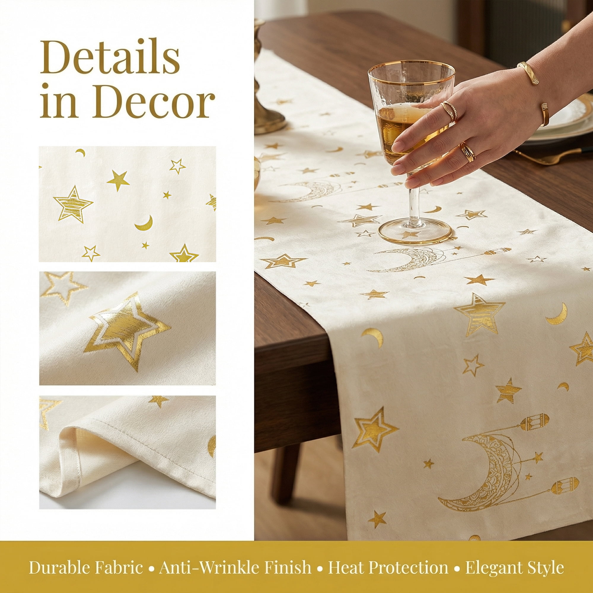 Unique Bargains Long Printed Polyester Table Runner for Decorations White 13"x63"