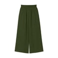 thumbnail image 4 of Capri Pants for Women Petite Wide Leg Summer Capris Pant Palazzo Loose Fit Casual Trousers with Pockets 2026 Trendy Green 2XL, 4 of 6