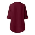 thumbnail image 5 of Spring Tops for Women 2025 Viikei Womens Blouse and Tops Dressy,Clearance Hoodies for Women,Women's Summer Long Sleeve Zip Casual Tunic V-Neck Rollable Blouse Tops Wine XXXL, 5 of 8