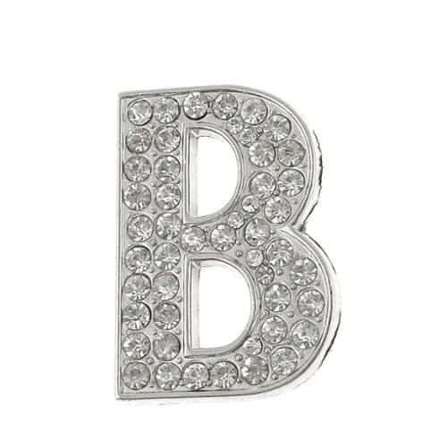 Silver Tone Metal Self Adhesive Rhinestone Letter B Shaped Stickers ...