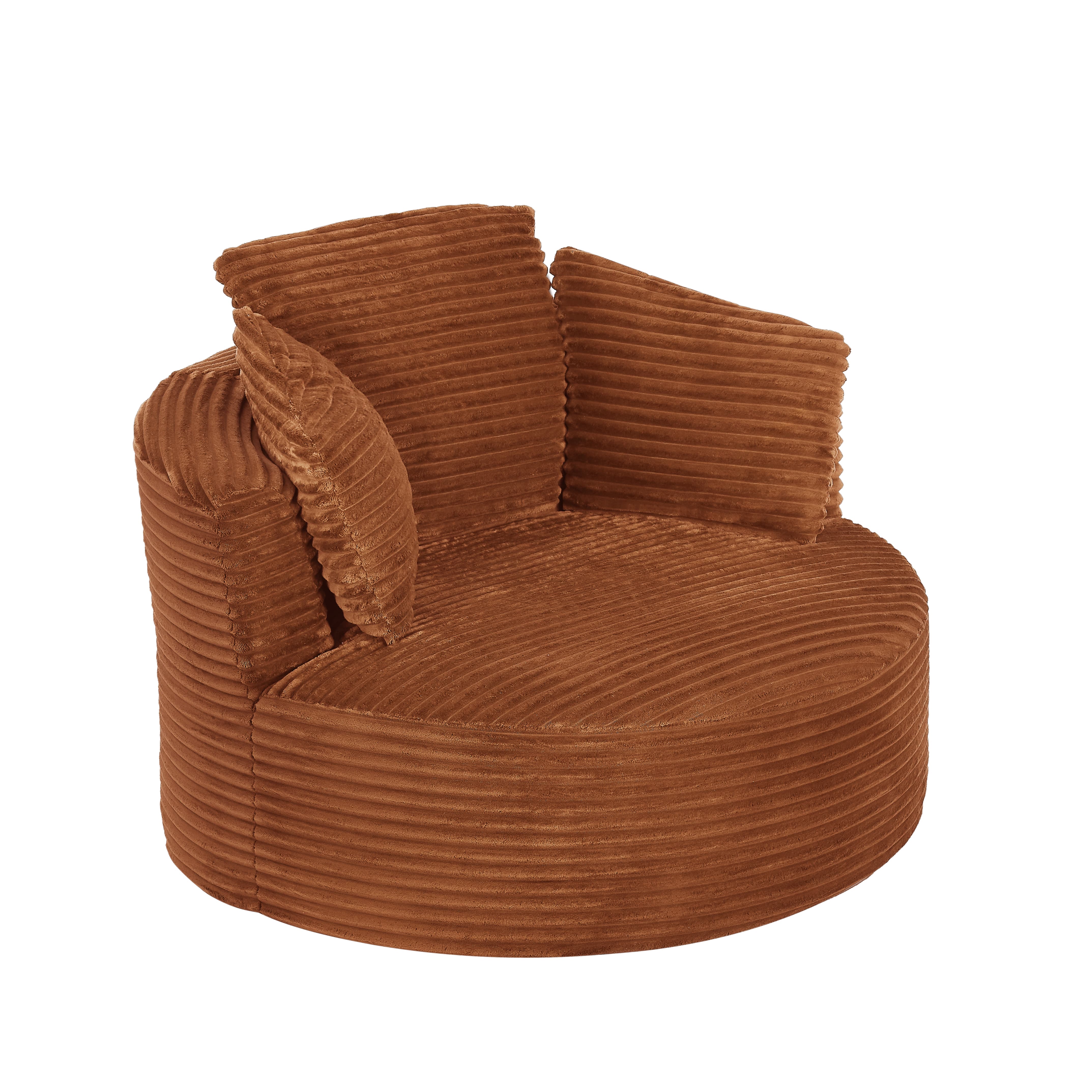 MAYEERTY Compressible Corduroy Round Lounge Sofa, Modern Couch with Spring Cushion for Apartment, 49*45*35"Orange