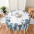 thumbnail image 6 of Watercolor Blue Leaf Round Tablecloth Summer/Spring Flowers Decorative Table Cloth 60 Inch Polyester Fabric Farmhouse Floral Table Cover for Home Sofa Kitchen Outdoor Indoor Party, 6 of 6