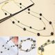 thumbnail image 5 of Women Square Rhinestones Beads 2 Layers Golden Alloy Chain Long Sweater Necklace--Gold-Product code 60795 Purple, 5 of 5