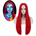 thumbnail image 1 of Peluca roja Sally con gorro de peluca, pelucas rojas para disfraz, peluca de pelo largo y liso, pelucas de pelo suave Natural bonitas para fiesta diaria, 1 of 5