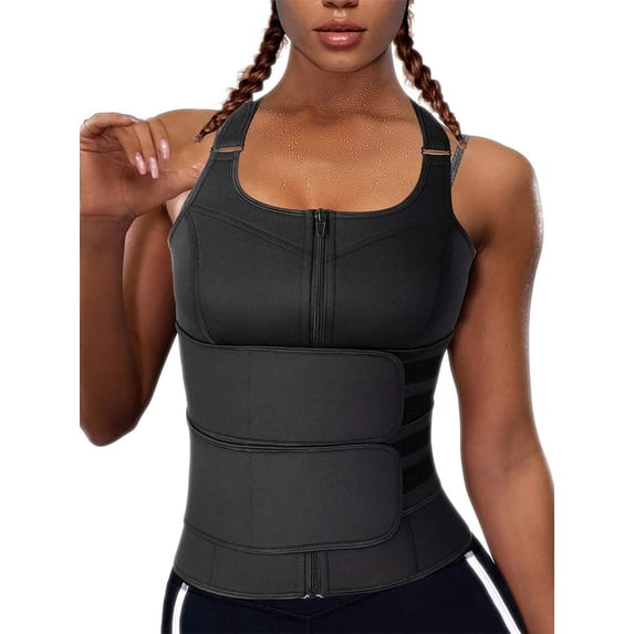 Waist Trainer Vest Sauna Suit for Women Weight Loss Neoprene Workout Sweat Body Shaper Tank Top with Adjustable Strap