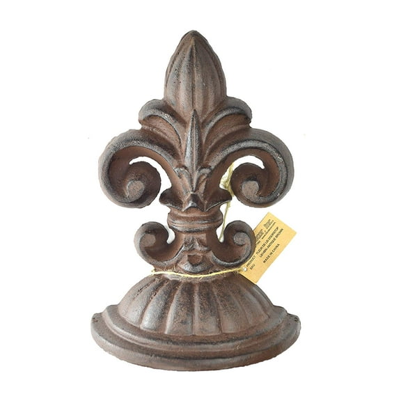 Lulu Decor, Cast Iron Fleur De Lis Door Stop, 2 Lbs, Door Stopper (Antique Brown)