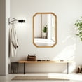 thumbnail image 2 of Magnifique Rounded Corner Arch Wall Mirror with Wood Frame for Bathroom 24" x 36", Natural Wood Color, 2 of 8