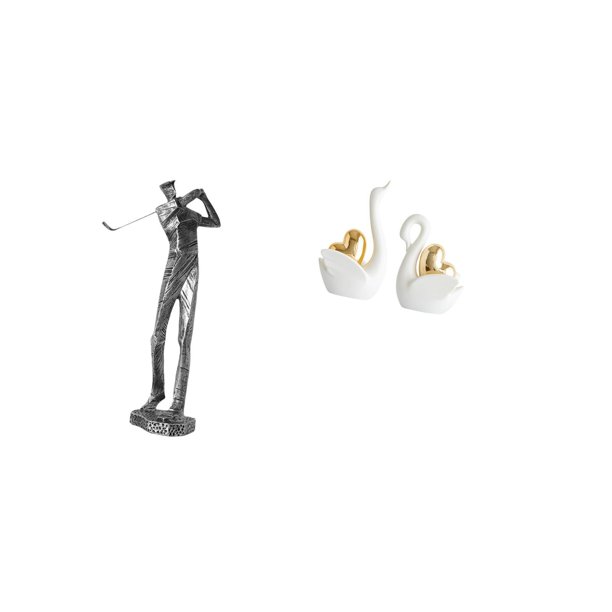 Elegante Figura De Resina De Cisne Golfista, Escultura Moderna De Golfista Y Elegante Adorno De Mesa De Cisne, Artesanía Artística Para Amantes Del Golf, Decoración De Estantería De Entrada.