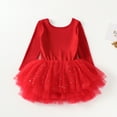 thumbnail image 5 of Wdgfv Girls Ballet Tutu Dress Long Sleeve Chiffon Performance Dance Outfit Elastic Waistband Spring Summer Recital Ballerina Ages 3 10 Years Red 3-4 Years, 5 of 8
