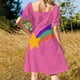 thumbnail image 5 of Vestido de manga corta con estampado azul de Joan Miró 2, ropa de mujer, vestido elegante coreano, verano 2025, vestido de mujer., 5 of 7