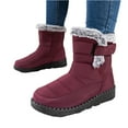 thumbnail image 2 of Willtoo Women's Pu Waterproof Snow Boots Winter Plus Velvet Non-Slip Warm Outdoor Ankle Boots Suitable For Light Camping Fur Lined Sneaker Wine, 2 of 5
