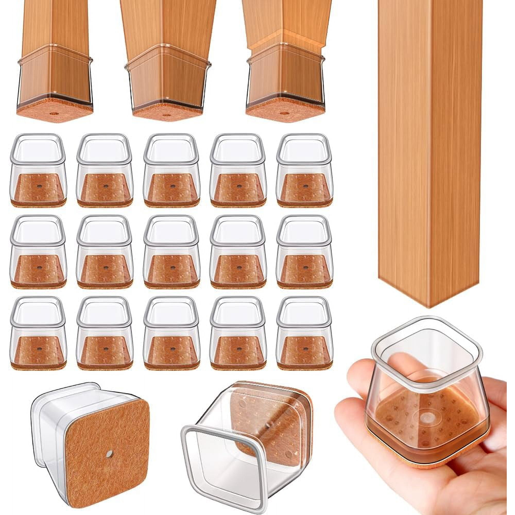 Ansible 48 Pieces Chair Leg Floor Protectors Furniture Felt Pads Silicone Chair Covers Chair Leg Protectors for Hardwood Floors Large Fits 1.3 2.0 Inch Clear 24 pieces Square L Fit 1.1 1.5 Walmart