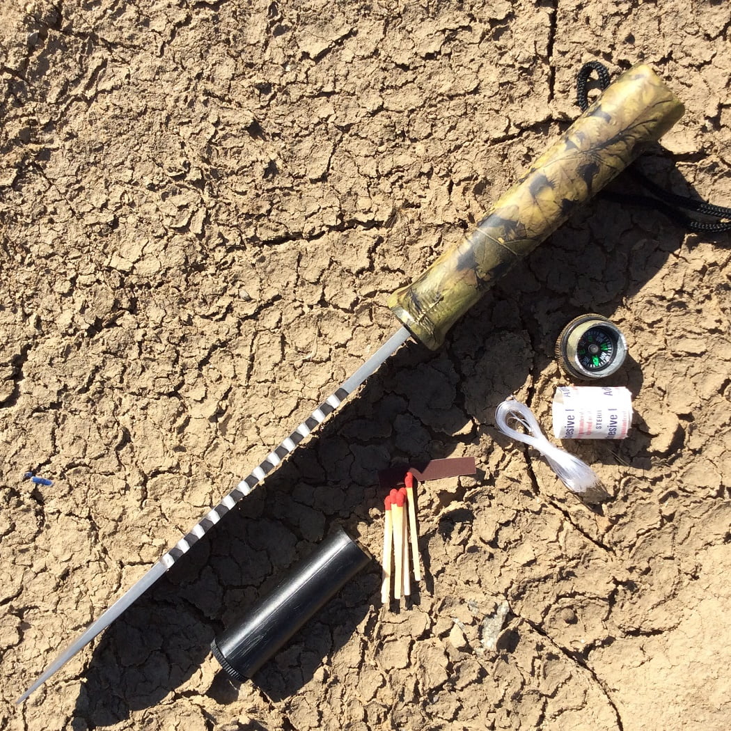 13.75' Defender Xtreme Fall Camouflage Stainless Steel Survival Knife with Plastic Sheath