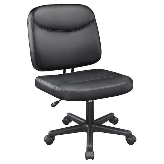 Task Desk Chair Height Adjustable Chair Computer Faux Leather Chair Without Arms, Black