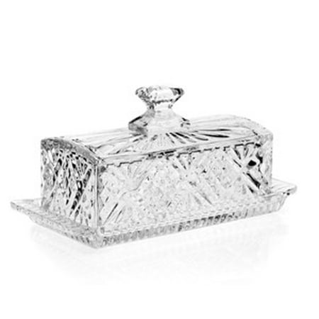 8" Dublin Leaded Crystal Covered Butter Dish Tray with Lid