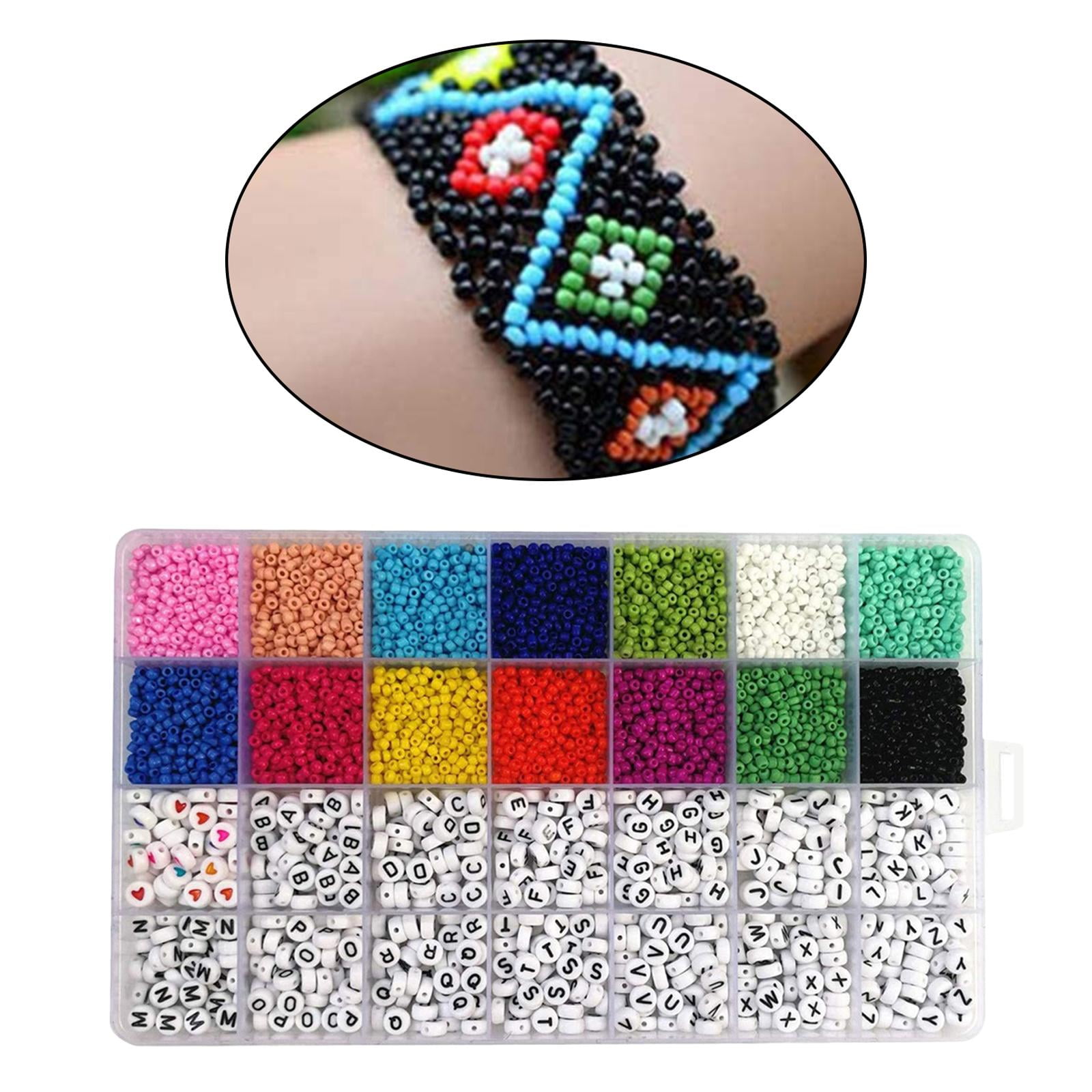 Milageto Craft Beads Kit 5000pcs 3mm Glass Seed Beads and 7mm Letter Beads for Friendship