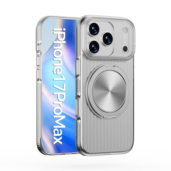 Magnetic Case for iPhone 17 Pro - [Built-in Invisible Stand] [Compatible with MagSafe] [Military Grade Drop Protection] Ultra Slim Anti-Yellowing Hard Back Cover, for Women Girls, Silver
