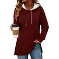 thumbnail image 6 of ZUKMRJPC Hoodies for Women Fashion Split Hem Long Sleeve Drawstring Casual Hooded Sweatshirts Fall Comfy Pullover Tops with Pockets, 6 of 7