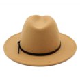 thumbnail image 5 of Unisex Wool Fedora Hat Wide Brim Belt Band Vintage Party Church Fashion Hat, 5 of 7