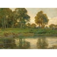 thumbnail image 2 of Hugo Darnaut 14x11 Black Ornate Wood Framed Double Matted Museum Art Print Titled: Red Deer by a Pond at Sunset (1934), 2 of 5