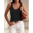 thumbnail image 2 of Women V‑Neck Ruffle Sleeveless Ribbed‑Knit Tank Top, Lightweight Casual Going‑Out Summer Blouse, 2 of 13