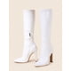 thumbnail image 3 of Pointed Toe Side Pull Beam Mid-Calf Boots Elastic Booties Fashion Outdoor, Women's Fashionable White Boots, 3 of 5