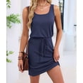 thumbnail image 6 of Women'S Waffle Knit Tank Dress Sleeveless Square Neck Casual Summer Outfit Dark Blue XXL, 6 of 9