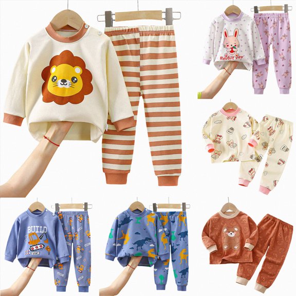Gubotare Little Boy Space Pajama Set 100% Cotton Dinosaur Sleepwear Long Sleeve Pjs Beige,Size 18-24 Months