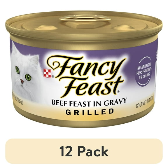 (12 pack) Purina Fancy Feast Grilled Kitten Food, Wet Cat Food, Beef Feast in Gravy, 3 oz Can