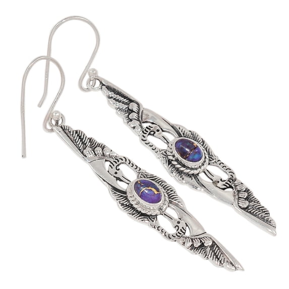 Bird - Composite Copper Purple Turquoise 925 Silver Earring ALLE-12823 BRDE1