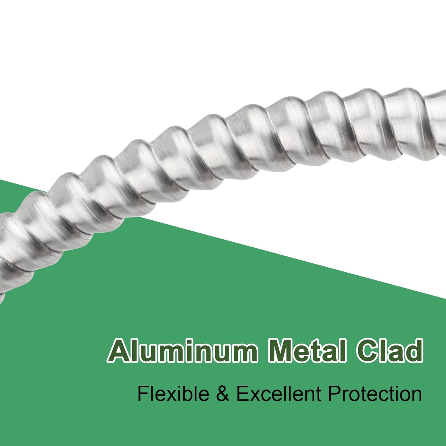 TG4THT-10ft 12/3 Metal Clad (MC) Cable with Ground, 10 Gauge Electric Wire with Aluminum Armor, Solid Bare Copper Conductors for Indoor Outdoor Underground Embedded Installation (12/3, 10 ft)