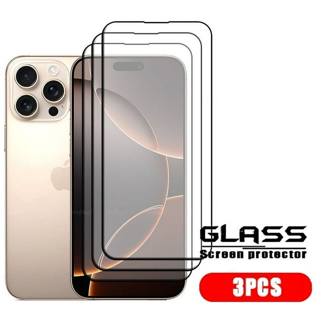4pcs For iPhone 16 Pro Max Glass iPhone 16 15 14 13 Pro Max Tempered Glass Full Cover Glue 9H Screen Protector iPhone 16 Pro Max