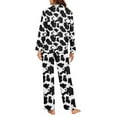 thumbnail image 4 of FOR U DESIGNS Cow Print Women's Pajamas Long Sleeve Pants 2PCS Size 3XL Sleepwear Button Down Loungewear Soft Pjs Long V-neck Tops for Women Button Nightwear, 4 of 7