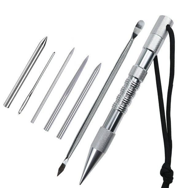 Eigraketly Marlin Set Agujas de cordones Acero inoxidable Profesional Pequeña artesanía Costura Reutilizable Extraíble Tejer Pin Trabajo de cuero carpas 7 piezas astilla Eigraketly OD023335-06B