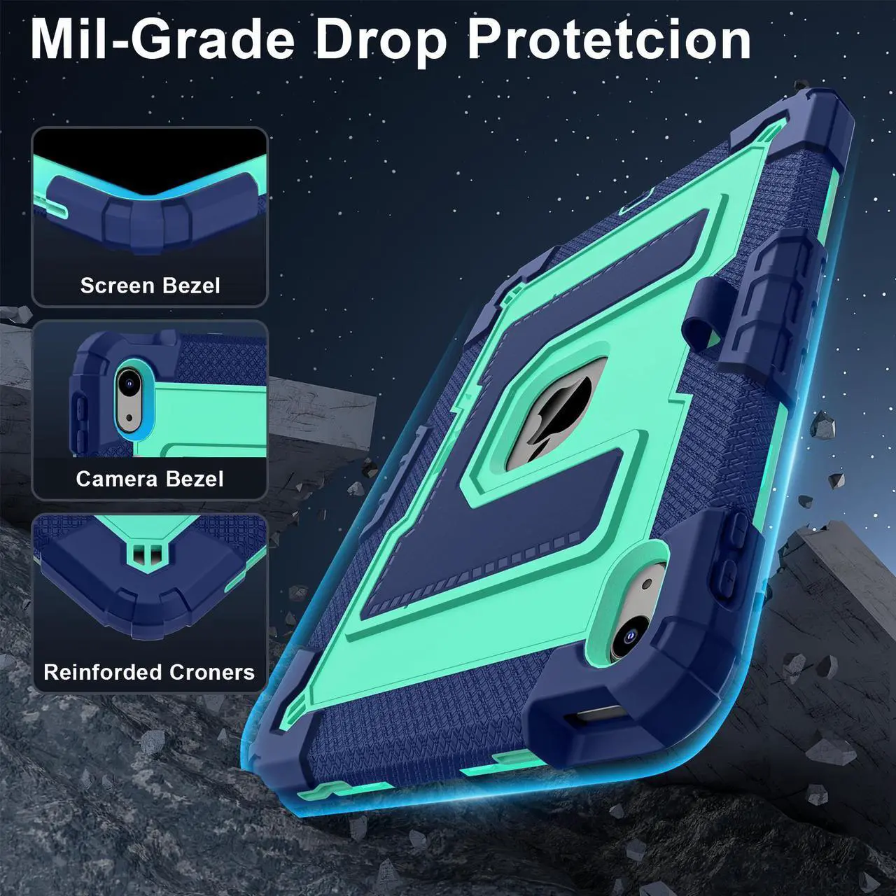 Case for iPad (A16) 11th Generation 11 Inch 2025, iPad 10th Generation 10.9 Inch 2022, Fully-Body Rugged Shockproof Protective Cover with Kickstand Pencil Holder Shoulder Strap