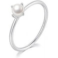 thumbnail image 3 of NUNCAD Minimalist Stackable Thin Rings Pearl Cubic Zirconia Engagement Ring for Women, 3 of 5