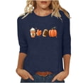 thumbnail image 1 of KIHOUT Hauts en Liquidation, Chemises à Manches 3/4 pour Femmes, Blouse Imprimée Graphique d'Automne, Col Rond, T-shirts Décontractés Amples, Chandails en Molleton, Blouse, 1 of 4
