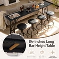 thumbnail image 3 of Ktaxon Mid-Century Modern 84" Bar Table and Chairs Set for 4~6, Pub Set for 4 with PU Padded Barstools Swivel Stool Dining Table Set, Modern Dining Set for 4, Black, 3 of 9