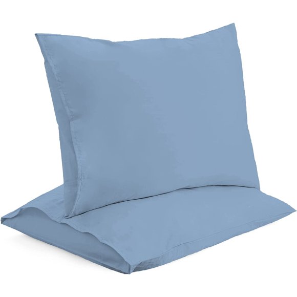Superity Linen Taies d'Oreiller Taille Standard - Enceinte Ouverte - Lot de 2 - 100 % Coton Premium Doux et Confortable - Bleu