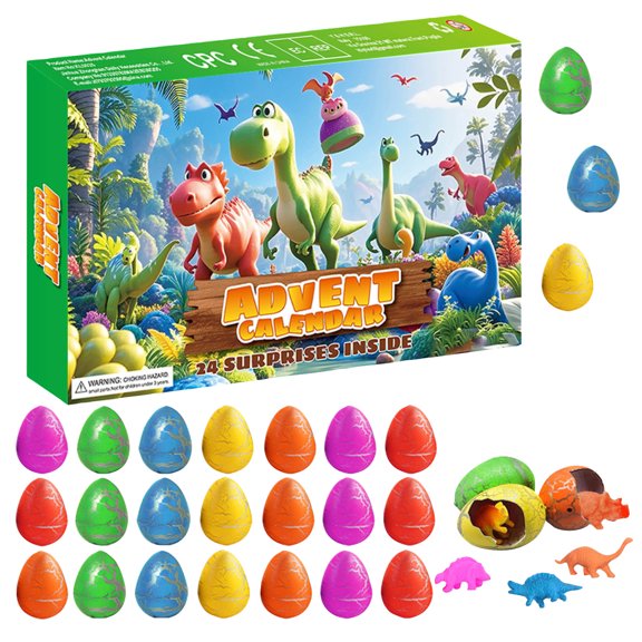 Dinosaur Advent Calendar 24 Surprise Dinosaur Toys Eggs for Kids Educational Countdown Gift Set Jurassic Theme Learning Activity for Boys Girls Holiday Party Favor
