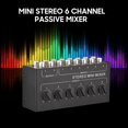 thumbnail image 2 of CX600 Mini Stereo 6 Channel Passive Mixer Portable Audio Mixer 6 in 2 Out Stereo Distributor Volume Control, 2 of 5