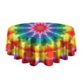 thumbnail image 5 of Colorful Rainbow Tie Dye Spiral Pattern Round Tablecloth 60"x60",Wrinkle Wipeable Table Cloth for Kitchen Dining Room Picnic Patio Party, 5 of 6