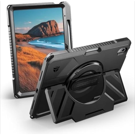 Case for iPad (A16) 11th/10th Generation ,Rugged Protective Case with 360° Rotating Hand Strap Stand & Screen Protector and Pencil Holder