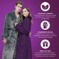 thumbnail image 5 of Elowel Pajamas Bathrobe for Men and Women Hooded Bath Robe Unisex XL Purple, 5 of 8