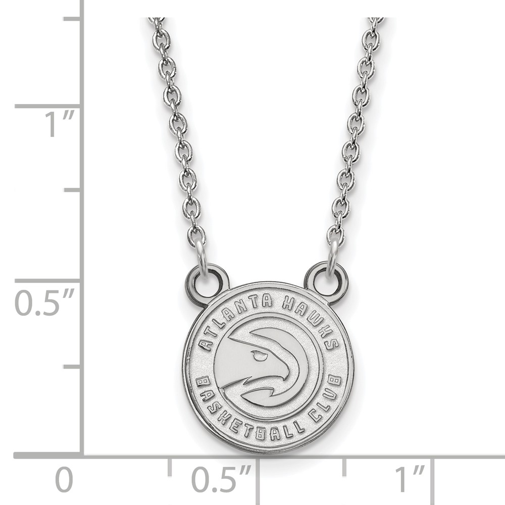 Solid 10k White Gold Official NBA Atlanta Hawks Small Pendant with Pendant Necklace Charm Chain - with Secure Lobster Lock Clasp 18" (Width = 12mm ) - image 2 of 4