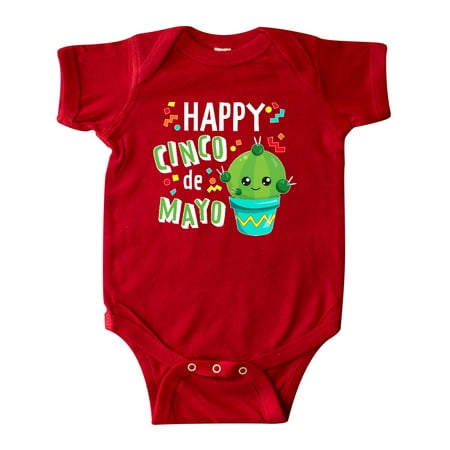 

Inktastic Happy Cinco de Mayo- cute cactus Gift Baby Boy or Baby Girl Bodysuit