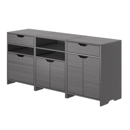 Contemporary Home Living 3-Piece Storage Cabinet Set - 26.25" - Charcoal Gray