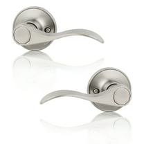 knobelite (4 Pack) Dummy Door Lever Door Handle for Left Hand and Right Hand,Wave Style Door Handle Lever Set with Satin Nickel Finish,Single Side Non-Turning Dummy for Laundry Room, Hallway, Closet